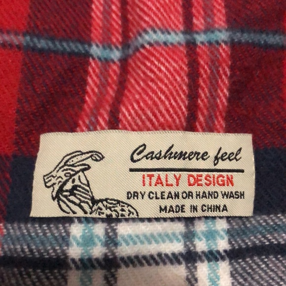 Italy Design “Cashmere Feel”Scarf-Red/White/Blue Plaid-Twisted Fringe-70x12-EUC - Picture 8 of 14